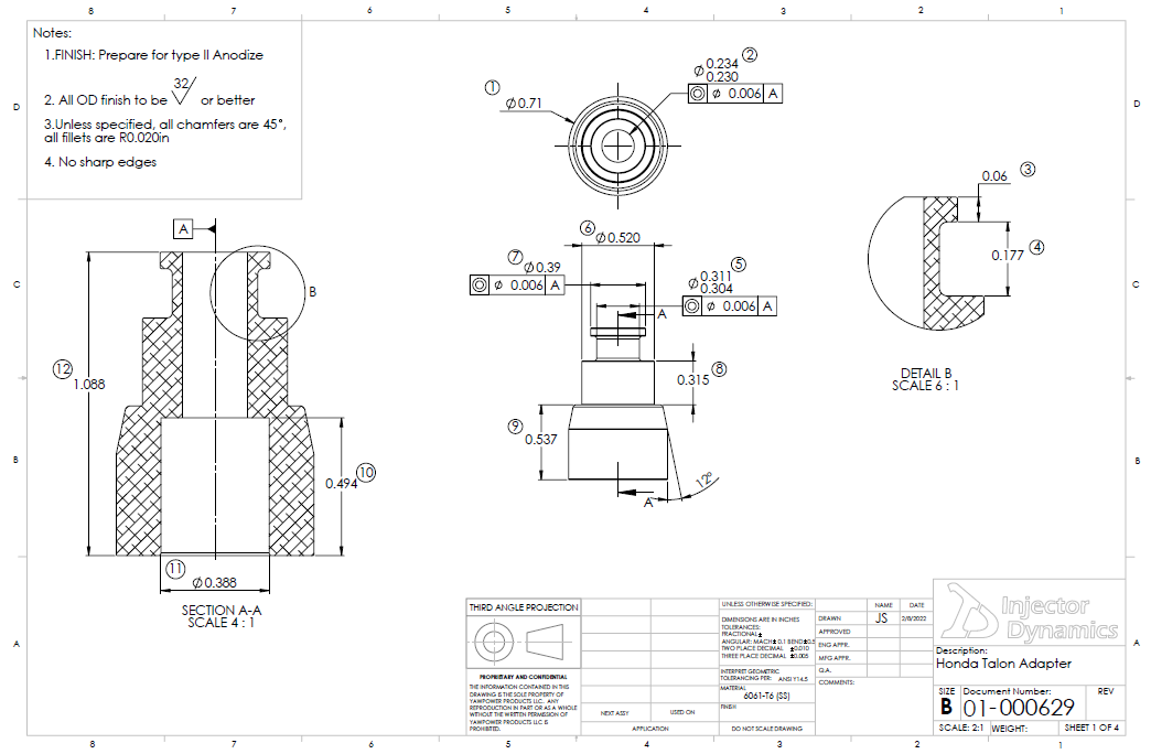 INJECTOR ADAPTER • HONDA • TALON • YAWPOWER OFFROAD