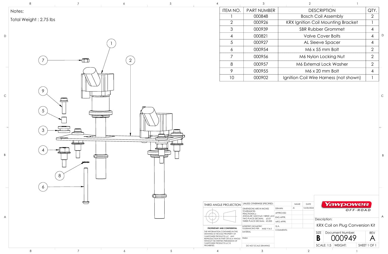COIL ON PLUG CONVERSION KIT • KAWASAKI KRX • 2020 & UP • YAWPOWER OFFROAD